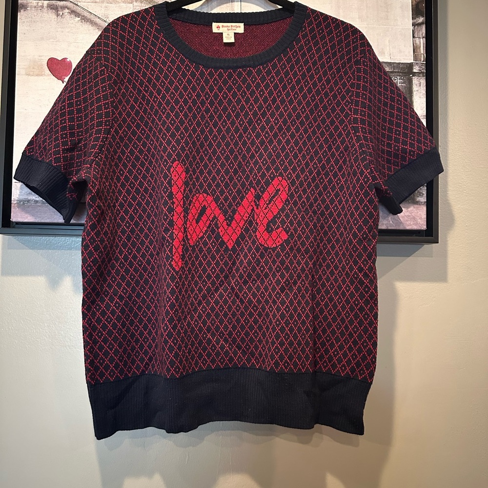 Brooks Brothers Red and Navy Wool Sweater